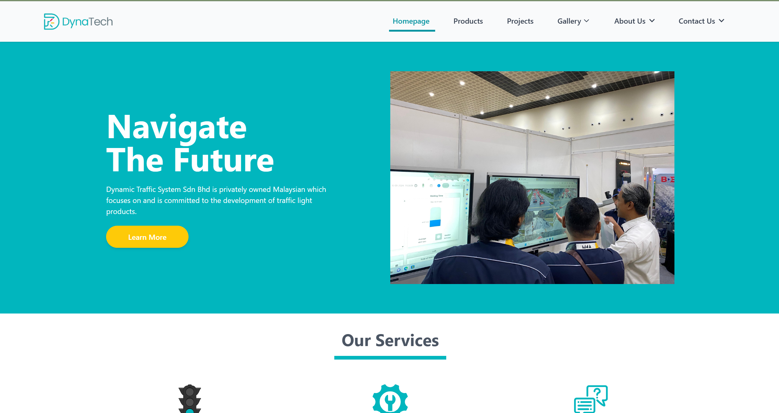 Dynatech website screenshots